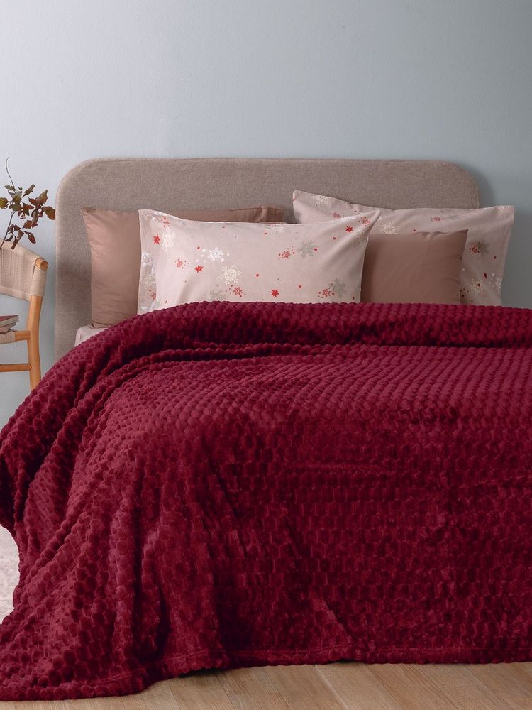 ΚΟΥΒΕΡΤΑ ΥΠΕΡΔΙΠΛΗ FLEECE PALAMAIKH HOME ASTER ΜΠΟΡΝΤΩ (220X240CM)