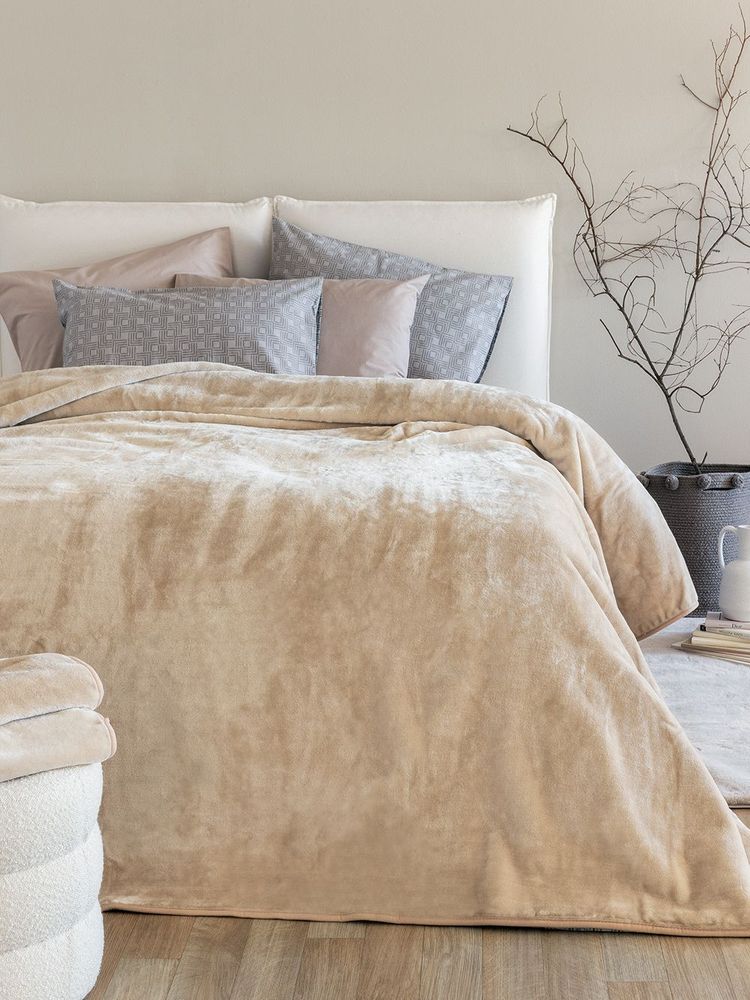 ΚΟΥΒΕΡΤΑ ΥΠΕΡΔΙΠΛΗ ΒΕΛΟΥΤΕ PALAMAIKH HOME DREAM VELOUR/3 ΜΠΕΖ (220X240CM)