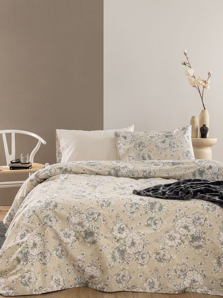 ΣΕΤ ΣΕΝΤΟΝΙΑ ΥΠΕΡΔΙΠΛΑ PALAMAIKH HOME FASHION LIFE ΜΕ ΛΑΣΤΙΧΟ FL6308 ΜΠΕΖ (240X265CM)