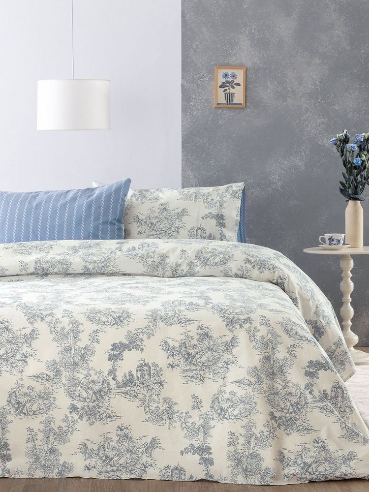 ΣΕΤ ΣΕΝΤΟΝΙΑ ΥΠΕΡΔΙΠΛΑ PALAMAIKH HOME FASHION LIFE ΧΩΡΙΣ ΛΑΣΤΙΧΟ FL6305 ΓΚΡΙ/ΓΑΛΑΖΙΟ (240X265CM)