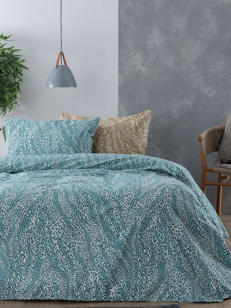ΣΕΤ ΣΕΝΤΟΝΙΑ ΥΠΕΡΔΙΠΛΑ PALAMAIKH HOME FASHION LIFE ΧΩΡΙΣ ΛΑΣΤΙΧΟ FL6310 ΜΠΛΕ/ΚΑΦΕ (240X265CM)