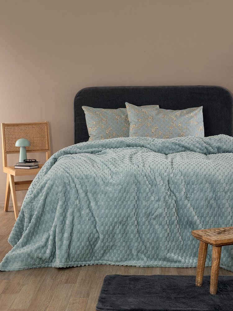 ΚΟΥΒΕΡΤΑ ΥΠΕΡΔΙΠΛΗ PALAMAIKI HOME ASTER FLEECE JADE (220X240CM)
