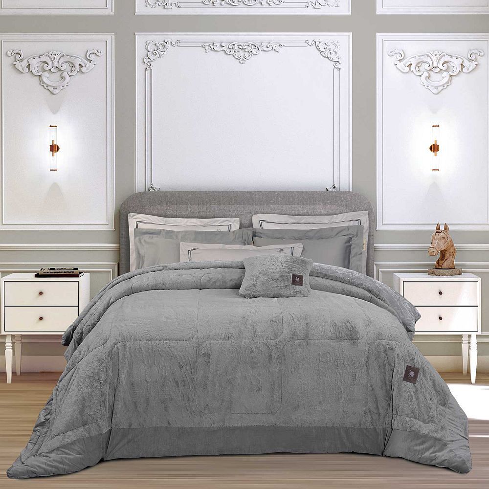 ΚΟΥΒΕΡΤΟΠΑΠΛΩΜΑ KING SIZE GREENWICH POLO CLUB RABBIT FAUX FUR PREMIUM 3964 ΓΚΡΙ (240X250CM)
