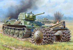 T-34/76 SOVIET TANK WITH MINE ROLLER