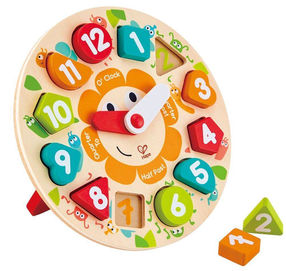 ΞΥΛΙΝΟ ΠΑΖΛ ΡΟΛΟΪ HAPE NUMBER CHUNKY CLOCK PUZZLE 13 ΤΜΧ