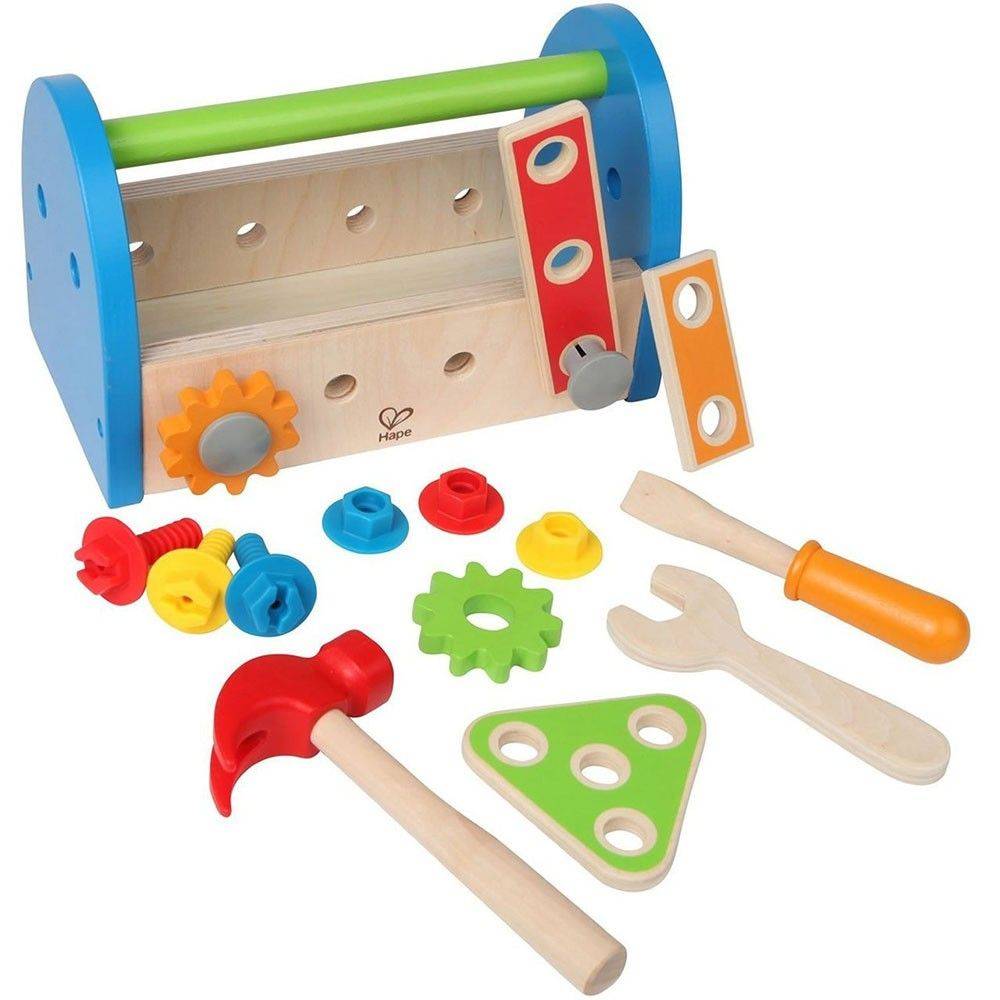 ΞΥΛΙΝΟ ΚΑΛΑΘΑΚΙ ΜΕ ΕΡΓΑΛΕΙΑ ΚΑΙ ΒΙΔΕΣ HAPE FIX-IT TOOL BOX 17ΤΜΧ
