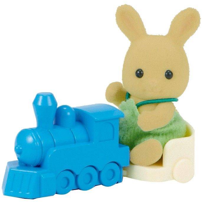 SYLVANIAN FAMILIES ΜΩΡΟ OCHER RABBIT BABY WITH TRAIN (5134)