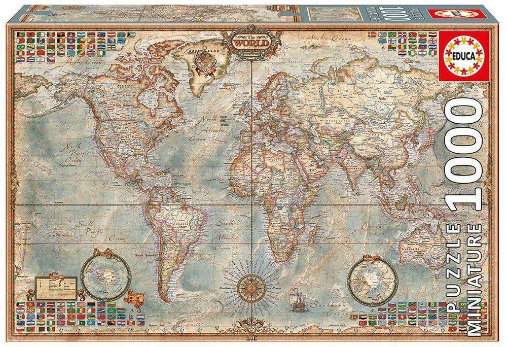 MINIATURE POLITICAL MAP OF THE WORLD EDUCA 1000 ΚΟΜΜΑΤΙΑ