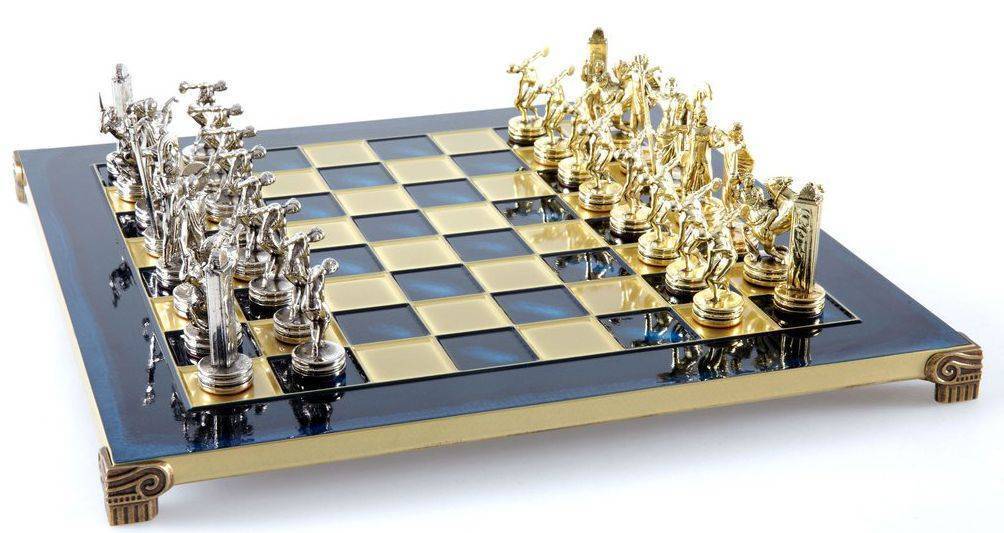 ΣΚΑΚΙ ΜΕΤΑΛΛΙΚΟ MANOPOULOS "ΔΙΣΚΟΒΟΛΟΣ" ΜΕΣΑΙΟ ΜΠΛΕ ΧΡΥΣΟ/ΑΣΗΜΕΝΙΟ 36X36CM MANOPOULOS