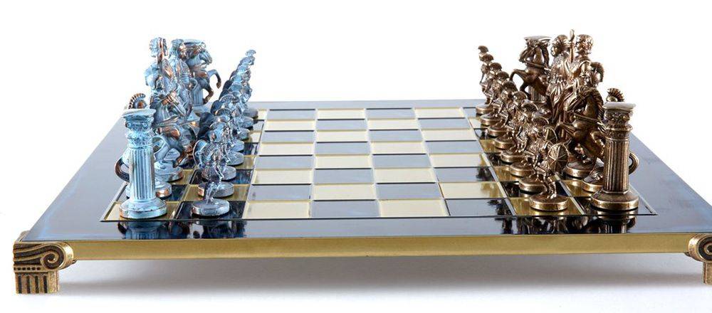 ΣΚΑΚΙ ΜΕΤΑΛΛΙΚΟ MANOPOULOS "ΕΛΛΗΝΟΡΩΜΑΪΚΗ ΕΠΟΧΗ" ΜΕΓΑΛΟ ΜΠΛΕ ΜΠΛΕ/ΚΑΦΕ 44X44CM