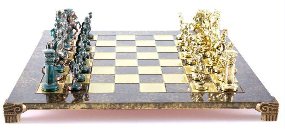 ΣΚΑΚΙ ΜΕΤΑΛΛΙΚΟ MANOPOULOS "ΕΛΛΗΝΟΡΩΜΑΪΚΗ ΕΠΟΧΗ" ΜΕΓΑΛΟ ΜΠΡΟΝΖΕ ΠΡΑΣΙΝΟ/ΧΡΥΣΟ 44X44CM MANOPOULOS