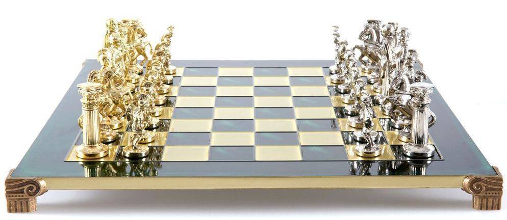 ΣΚΑΚΙ ΜΕΤΑΛΛΙΚΟ MANOPOULOS "ΕΛΛΗΝΟΡΩΜΑΪΚΗ ΕΠΟΧΗ" ΜΕΓΑΛΟ ΠΡΑΣΙΝΟ ΧΡΥΣΟ/ΑΣΗΜΙ 44X44CM MANOPOULOS