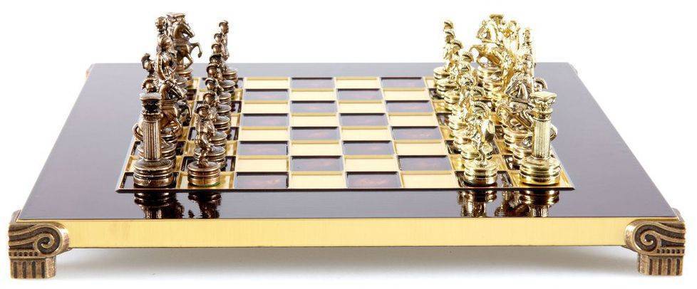 ΣΚΑΚΙ ΜΕΤΑΛΛΙΚΟ MANOPOULOS "ΕΛΛΗΝΟΡΩΜΑΪΚΗ ΕΠΟΧΗ" ΜΙΚΡΟ ΚΟΚΚΙΝΟ ΧΡΥΣΟ/ΚΑΦΕ 28X28CM