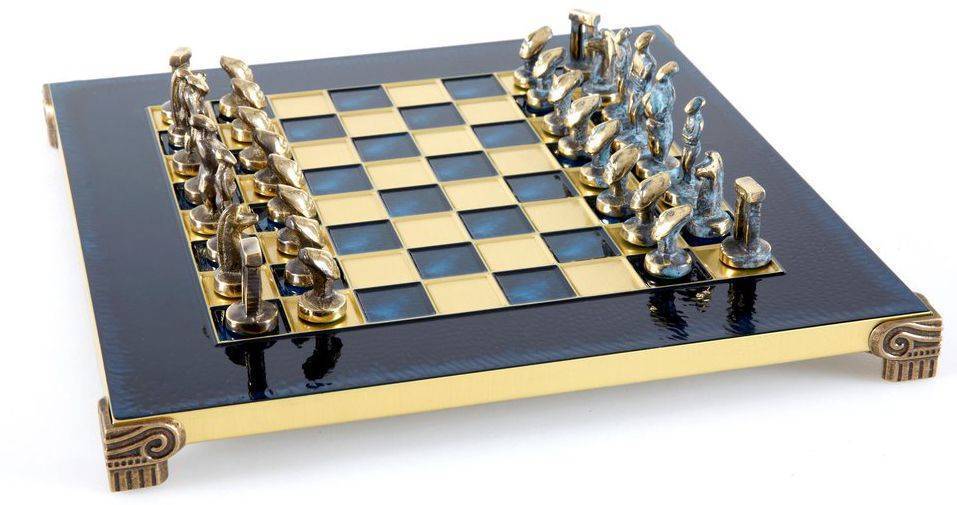 ΣΚΑΚΙ ΜΕΤΑΛΛΙΚΟ MANOPOULOS "ΚΥΚΛΑΔΙΚΗ ΤΕΧΝΗ" ΜΙΚΡΟ ΜΠΛΕ ΜΠΛΕ/ΚΑΦΕ 28X28CM MANOPOULOS