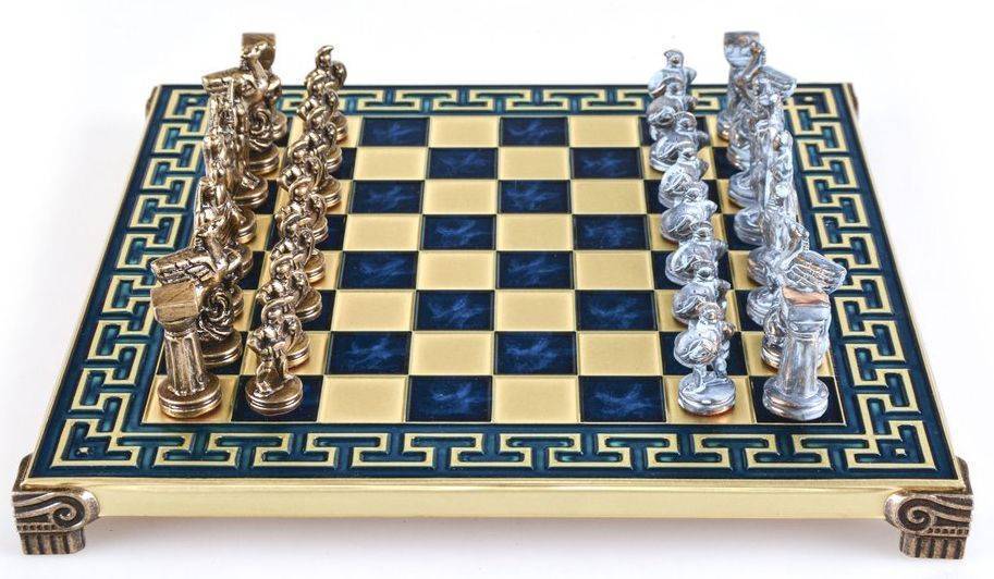 MANOPOULOS ΣΚΑΚΙ ΜΕΤΑΛΛΙΚΟ MANOPOULOS "ΣΠΑΡΤΙΑΤΕΣ" ΜΙΚΡΟ ΜΑΙΑΝΔΡΟΣ ΜΠΛΕ ΜΠΛΕ/ΚΑΦΕ 28X28CM