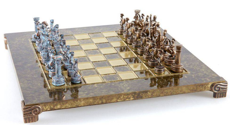 ΣΚΑΚΙ ΜΕΤΑΛΛΙΚΟ MANOPOULOS "ΕΛΛΗΝΟΡΩΜΑΪΚΗ ΕΠΟΧΗ" ΜΙΚΡΟ ΜΠΡΟΝΖΕ ΜΠΛΕ/ΚΑΦΕ 28X28CM