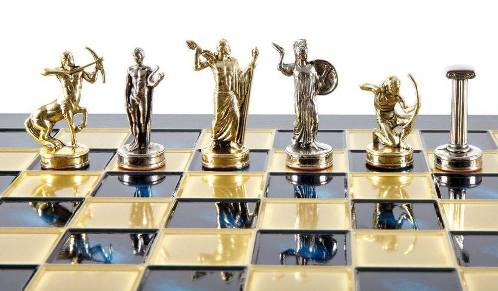 MANOPOULOS ΣΚΑΚΙ ΜΕΤΑΛΛΙΚΟ MANOPOULOS "ΤΙΤΑΝΟΜΑΧΙΑ" ΜΕΣΑΙΟ ΜΠΛΕ ΧΡΥΣΟ/ΑΣΗΜΙ 36X36CM