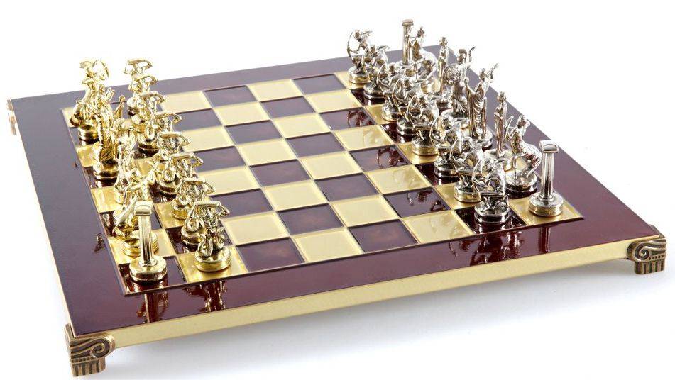 ΣΚΑΚΙ ΜΕΤΑΛΛΙΚΟ MANOPOULOS "ΤΙΤΑΝΟΜΑΧΙΑ" ΜΕΣΑΙΟ ΚΟΚΚΙΝΟ ΧΡΥΣΟ/ΑΣΗΜΙ 36X36CM MANOPOULOS