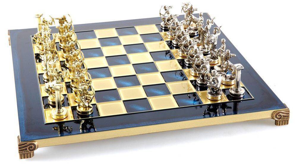 ΣΚΑΚΙ ΜΕΤΑΛΛΙΚΟ MANOPOULOS "ΗΡΑΚΛΗΣ" ΜΕΣΑΙΟ ΜΠΛΕ ΧΡΥΣΟ/ΑΣΗΜΙ 36X36CM