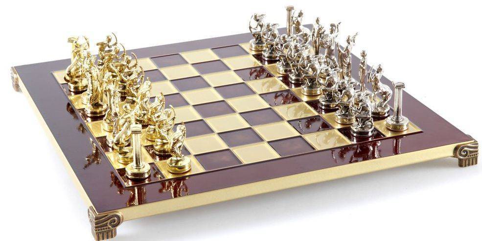 ΣΚΑΚΙ ΜΕΤΑΛΛΙΚΟ MANOPOULOS "ΗΡΑΚΛΗΣ" ΜΕΣΑΙΟ ΚΟΚΚΙΝΟ ΧΡΥΣΟ/ΑΣΗΜΙ 36X36CM MANOPOULOS