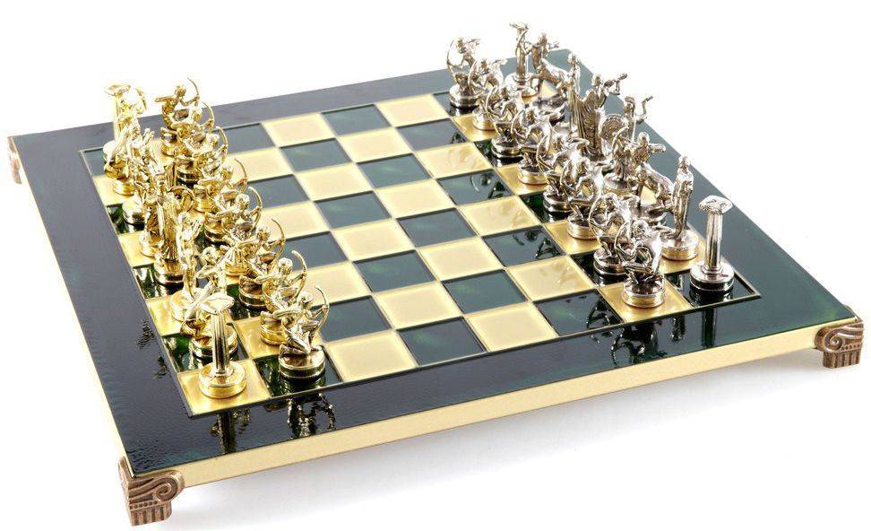 ΣΚΑΚΙ ΜΕΤΑΛΛΙΚΟ MANOPOULOS "ΗΡΑΚΛΗΣ" ΜΕΣΑΙΟ ΠΡΑΣΙΝΟ ΧΡΥΣΟ/ΑΣΗΜΙ 36X36CM MANOPOULOS