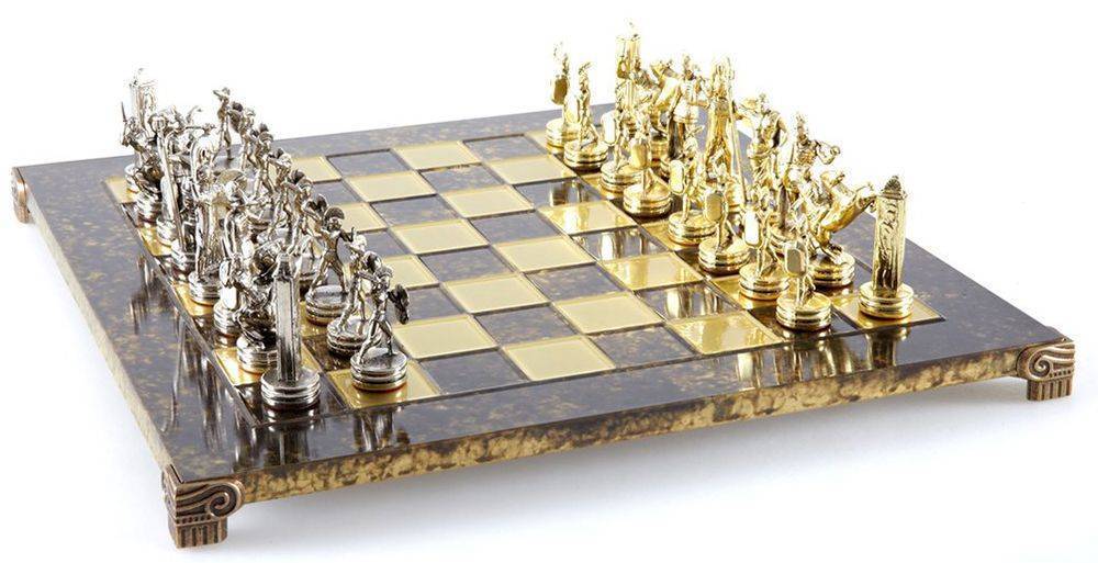 ΣΚΑΚΙ ΜΕΤΑΛΛΙΚΟ MANOPOULOS "ΕΛΛΗΝΙΚΗ ΜΥΘΟΛΟΓΙΑ" ΜΕΣΑΙΟ ΚΑΦΕ ΧΡΥΣΟ/ΑΣΗΜΙ 36X36CM