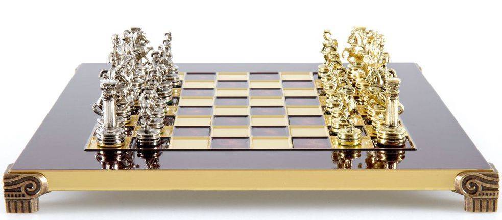 ΣΚΑΚΙ ΜΕΤΑΛΛΙΚΟ MANOPOULOS "ΕΛΛΗΝΟΡΩΜΑΪΚΗ ΕΠΟΧΗ" ΜΙΚΡΟ ΚΟΚΚΙΝΟ ΧΡΥΣΟ/ΑΣΗΜΙ 28X28CM