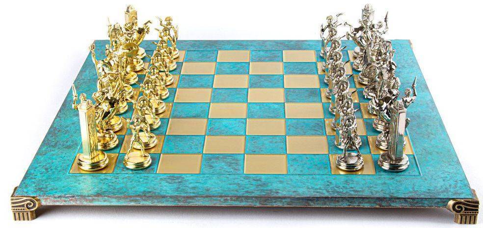 ΣΚΑΚΙ ΜΕΤΑΛΛΙΚΟ MANOPOULOS "ΕΛΛΗΝΙΚΗ ΜΥΘΟΛΟΓΙΑ" EXTRA LARGE ΤΙΡΚΟΥΑΖ ΧΡΥΣΑ/ΑΣΗΜΙ 54X54CM MANOPOULOS