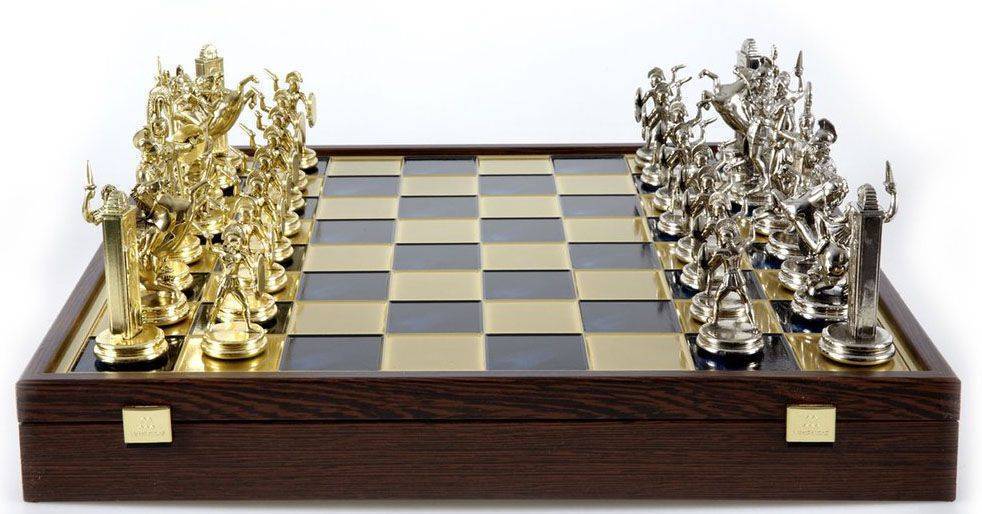 ΣΚΑΚΙ ΜΕΤΑΛΛΙΚΟ MANOPOULOS "ΕΛΛΗΝΙΚΗ ΜΥΘΟΛΟΓΙΑ" ΚΑΣΕΤΙΝΑ ΜΕΓΑΛΟ ΜΠΛΕ ΧΡΥΣΟ/ΑΣΗΜΙ 48X48CM MANOPOULOS