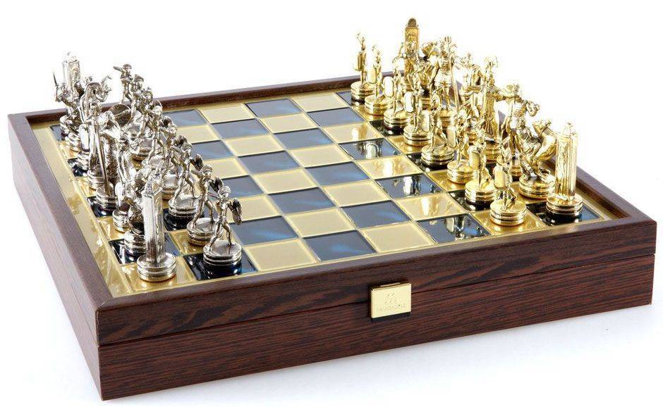 MANOPOULOS ΣΚΑΚΙ ΜΕΤΑΛΛΙΚΟ MANOPOULOS "ΕΛΛΗΝΙΚΗ ΜΥΘΟΛΟΓΙΑ" ΚΑΣΕΤΙΝΑ ΜΕΣΑΙΟ ΜΠΛΕ ΧΡΥΣΟ/ΑΣΗΜΙ 34X34CM