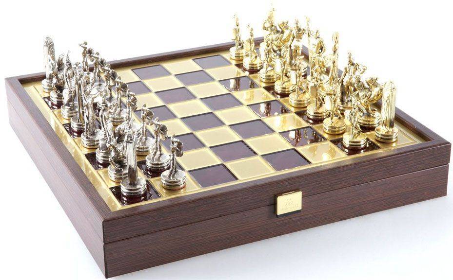 ΣΚΑΚΙ ΜΕΤΑΛΛΙΚΟ MANOPOULOS "ΕΛΛΗΝΙΚΗ ΜΥΘΟΛΟΓΙΑ" ΚΑΣΕΤΙΝΑ ΜΕΣΑΙΟ ΚΟΚΚΙΝΟ ΧΡΥΣΟ/ΑΣΗΜΙ 34X34CM