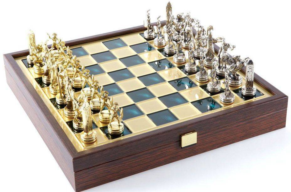 ΣΚΑΚΙ ΜΕΤΑΛΛΙΚΟ MANOPOULOS "ΕΛΛΗΝΙΚΗ ΜΥΘΟΛΟΓΙΑ" ΚΑΣΕΤΙΝΑ ΜΕΣΑΙΟ ΠΡΑΣΙΝΟ ΧΡΥΣΟ/ΑΣΗΜΙ 34X34CM MANOPOULOS