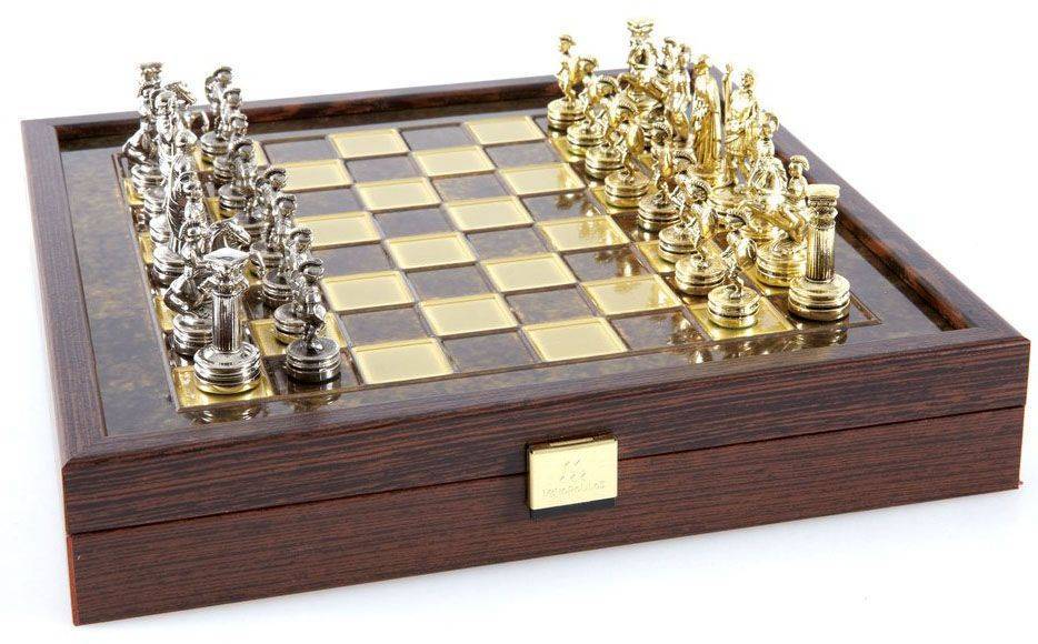 ΣΚΑΚΙ ΜΕΤΑΛΛΙΚΟ MANOPOULOS "ΕΛΛΗΝΟΡΩΜΑΪΚΗ ΕΠΟΧΗ" ΚΑΣΕΤΙΝΑ ΜΙΚΡΟ ΚΑΦΕ ΧΡΥΣΟ/ΑΣΗΜΙ 27X27CM