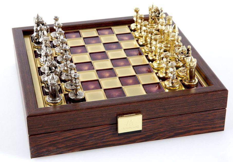 ΣΚΑΚΙ ΜΕΤΑΛΛΙΚΟ MANOPOULOS "ΒΥΖΑΝΤΙΝΟ" ΚΑΣΕΤΙΝΑ ΜΙΚΡΟ ΚΟΚΚΙΝΟ ΧΡΥΣΟ/ΑΣΗΜΙ 20X20CM MANOPOULOS