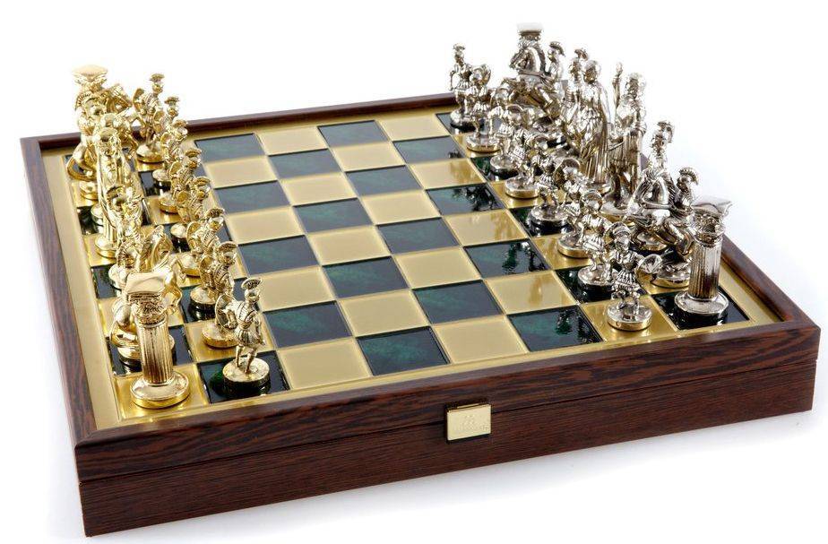 MANOPOULOS ΣΚΑΚΙ ΜΕΤΑΛΛΙΚΟ MANOPOULOS "ΕΛΛΗΝΟΡΩΜΑΪΚΗ ΕΠΟΧΗ" ΚΑΣΕΤΙΝΑ ΜΕΓΑΛΟ ΠΡΑΣΙΝΟ ΧΡΥΣΟ/ΑΣΗΜΙ 41X41CM