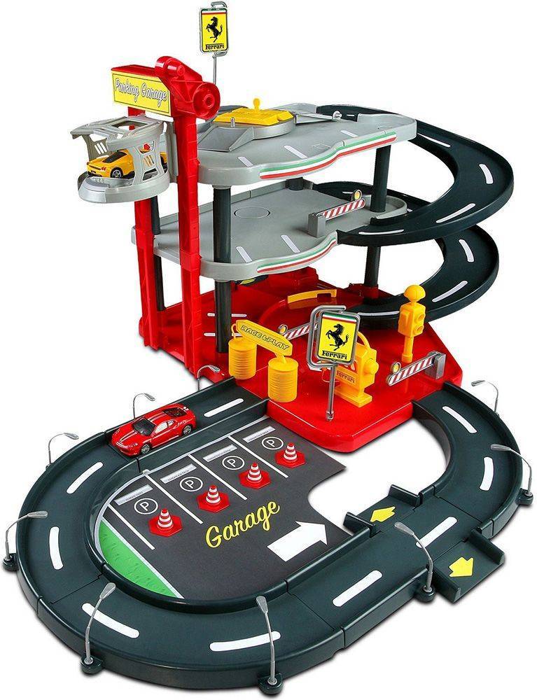 ΓΚΑΡΑΖ BBURAGO FERRARI 1:43 RACE - PLAY PARKING GARAGE WITH 2 CARS (18/31204) BBURAGO