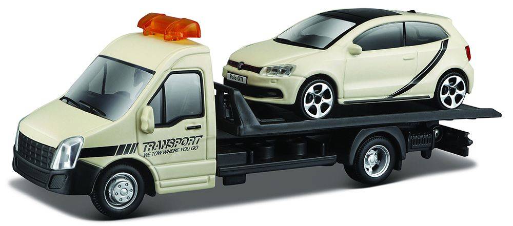 BBURAGO STREET FIRE FLATBED TRANSPORTER VW POLO GTI MARK 5 BBURAGO ΜΕΤΑΛΛΙΚΟ ΑΝΤΙΓΡΑΦΟ 1:43 (18/31403)