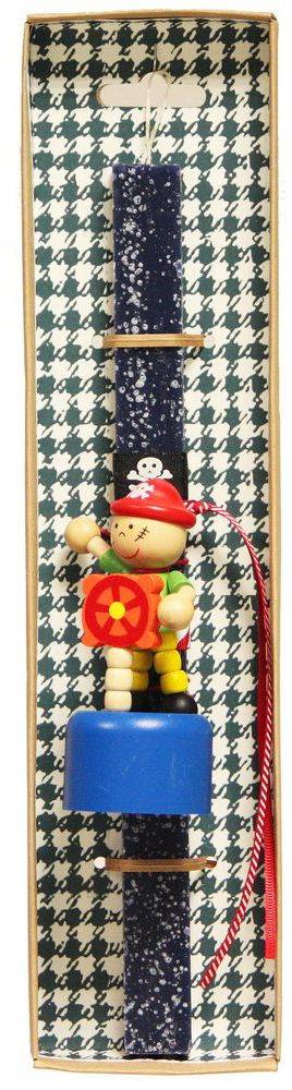 ΠΑΣΧΑΛΙΝΗ ΛΑΜΠΑΔΑ SYNCHRONIA ΞΥΛΙΝΗ ΚΟΥΚΛΑ/ΠΕΙΡΑΤΗΣ PUSH UP 30CM ΜΠΛΕ