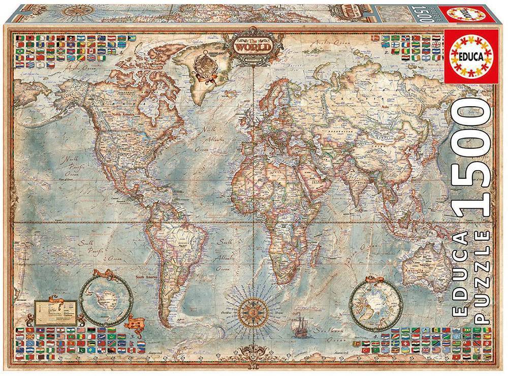 EDUCA PUZZLE POLITICAL MAP OF THE WORLD 1500TMX (Π.016.005) EDUCA