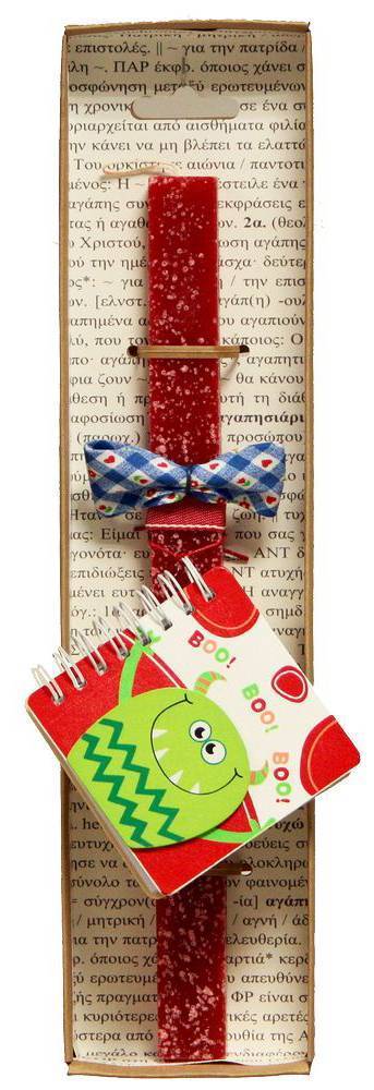 ΠΑΣΧΑΛΙΝΗ ΛΑΜΠΑΔΑ SYNCHRONIA ΣΗΜΕΙΩΜΑΤΑΡΙΟ ΜΕ ΤΕΡΑΤΑΚΙ ΚΟΚΚΙΝΟ 30CM