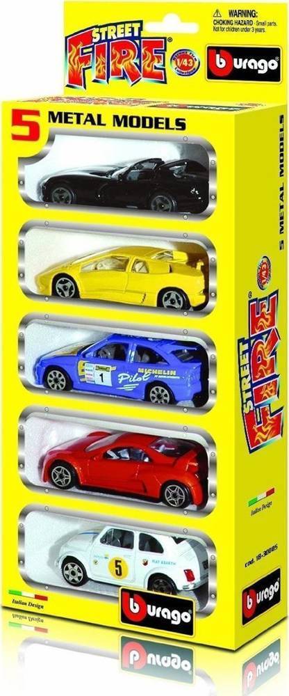 STREET FIRE 1/43 ΣΕΤ 5 ΤΕΜ-ΚΟΥΤΙ ΚIΤΡΙΝΟ (18/30005 Y) BBURAGO
