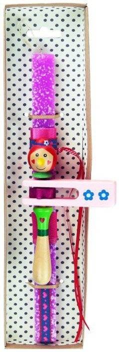 ΠΑΣΧΑΛΙΝΗ ΛΑΜΠΑΔΑ SYNCHRONIA ΞΥΛΙΝΗ ΡΟΚΑΝΑ ΜΟΒ 30CM