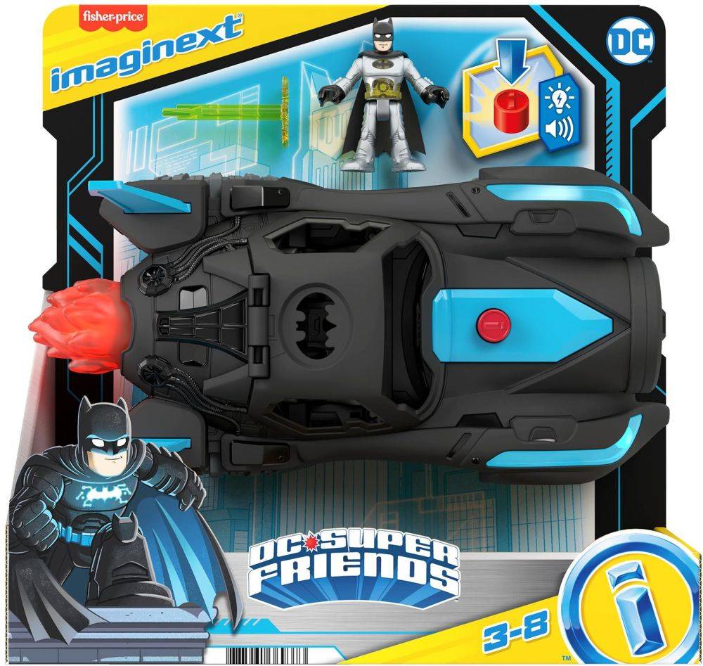 IMAGINEXT BATMOBILE ΜΕ ΦΩΤΑ ΚΑΙ ΗΧΟΥΣ (HGX96) MATTEL