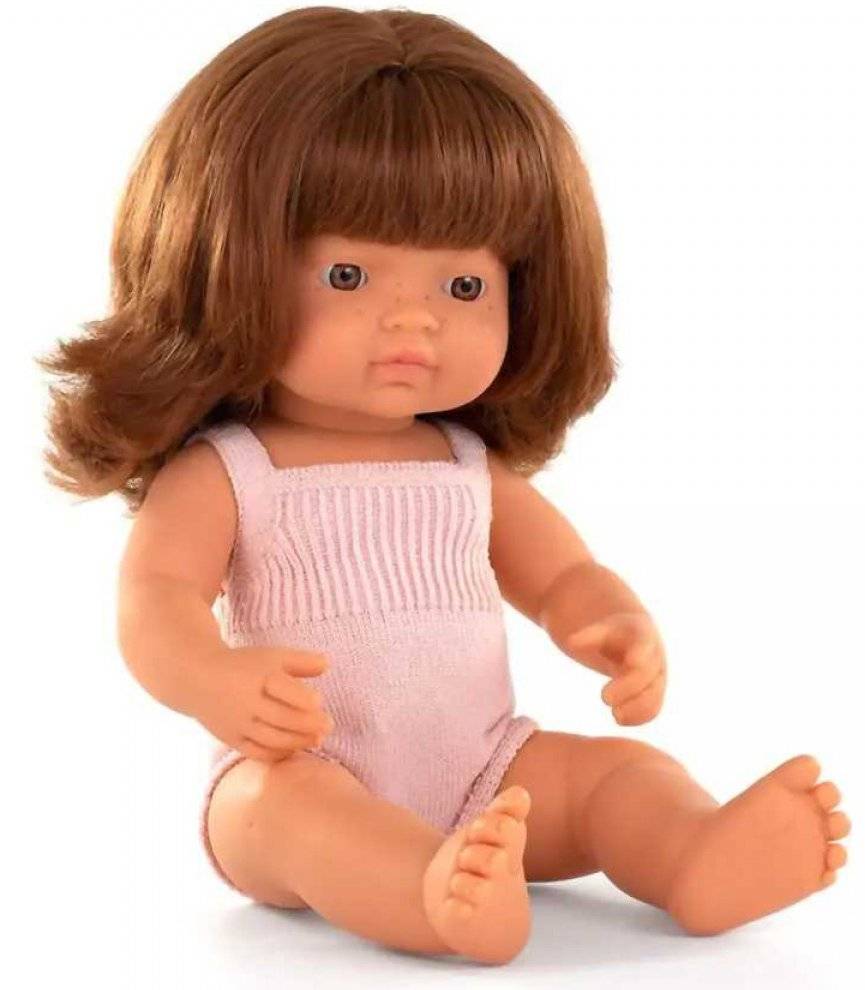 MINILAND DOLLS ΚΑΥΚΑΣΙΑ ΚΟΥΚΛΑ MINILAND ΚΟΡΙΤΣΙ ΜΕ ΚΟΚΚΙΝΑ ΜΑΛΛΙΑ 38 CM