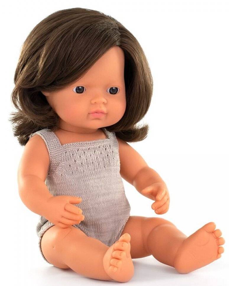 MINILAND DOLLS ΚΑΥΚΑΣΙΑ ΚΟΥΚΛΑ MINILAND ΚΟΡΙΤΣΙ ΜΕ ΚΑΣΤΑΝΟ ΜΑΛΛΙ 38 CM