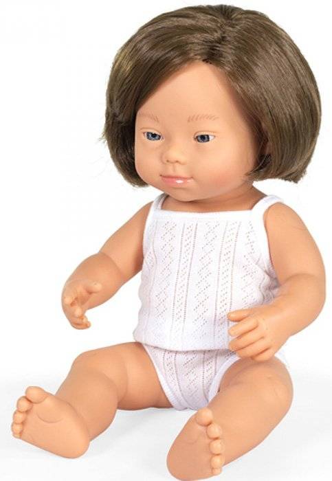 MINILAND DOLLS ΚΟΥΚΛΑ MINILAND EUROPEAN GIRL DOWN SYNDROME 38CM ΜΕ ΕΣΩΡΟΥΧΑ