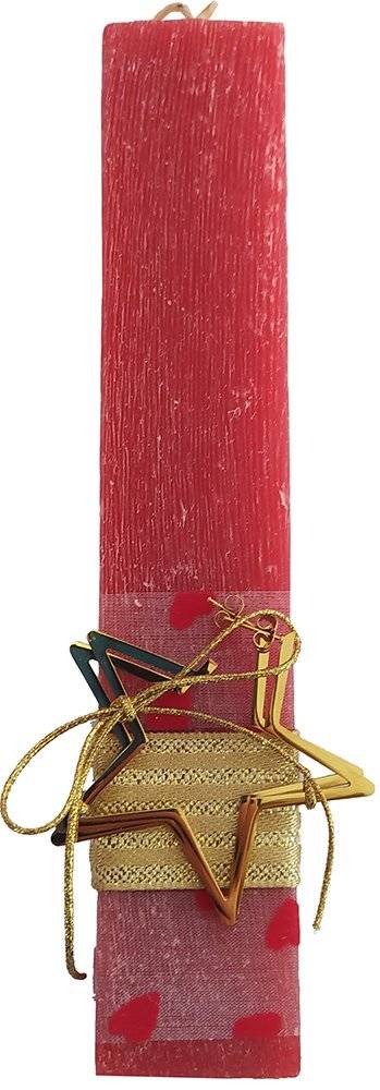 ΠΑΣΧΑΛΙΝΗ ΛΑΜΠΑΔΑ UNIKER ΣΚΟΥΛΑΡΙΚΙ ΕΠΙΧΡΥΣΟ ΑΣΤΈΡΙ 465#45 ΚΟΚΚΙΝΗ (35X15X200 MM)