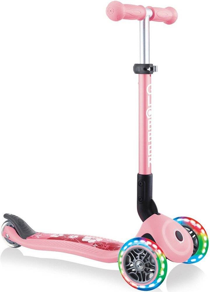 GLOBBER ΠΑΤΙΝΙ GLOBBER JUNIOR ΑΝΑΔΙΠΛΟΥΜΕΝΟ FANTASY LIGHTS FLOWERS PASTEL PINK (433-210)