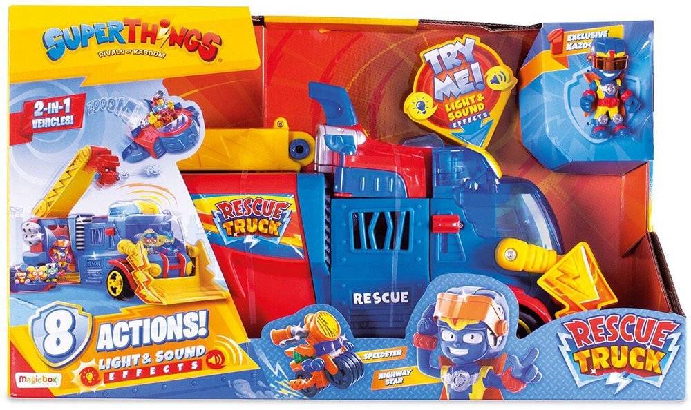 SUPERTHINGS ΜΙΚΡΟΠΛΑΣΜΑΤΑ ΟΧΗΜΑ ΜΕ ΦΩΤΑ ΚΑΙ ΗΧΟΥΣ 2 ΣΕ 1 RESCUE TRUCK AS COMPANY