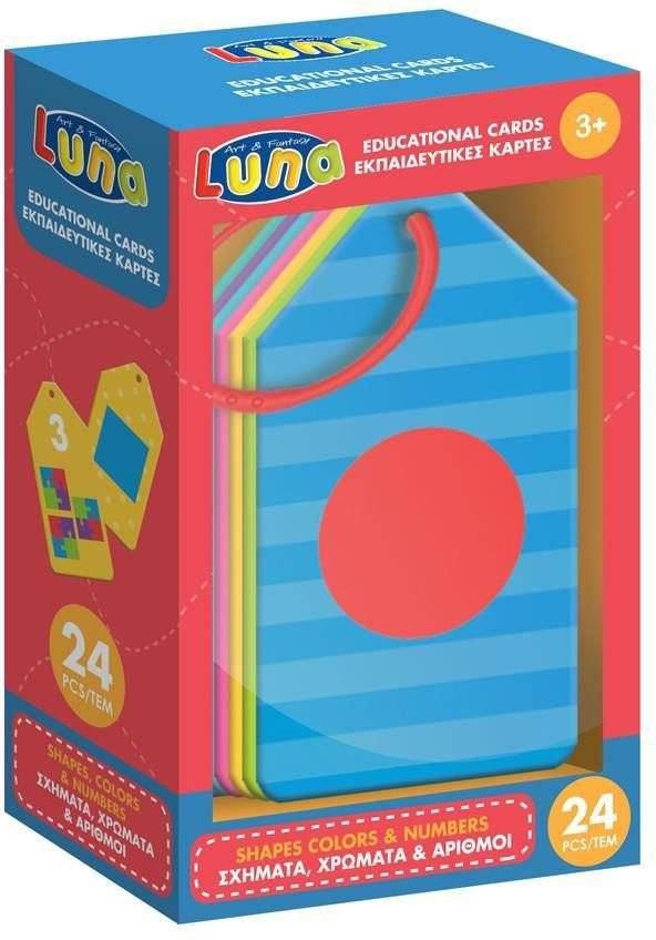 ΕΚΠΑΙΔΕΥΤΙΚΕΣ ΚΑΡΤΕΣ LUNA ΣΧΗΜΑΤΑ, ΧΡΩΜΑΤΑ ΚΑΙ ΑΡΙΘΜΟΙ 24ΤΕΜ LUNA